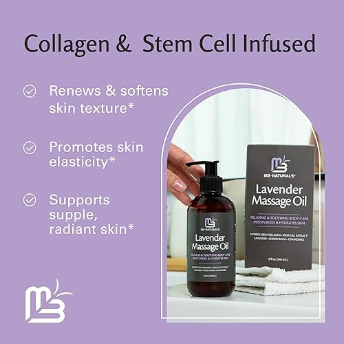 Miniatura 7 de Aceite de masaje de lavanda con colágeno y células madre, aceite de masaje para terapia de masaje y absorción instantánea, aceite de celulitis para