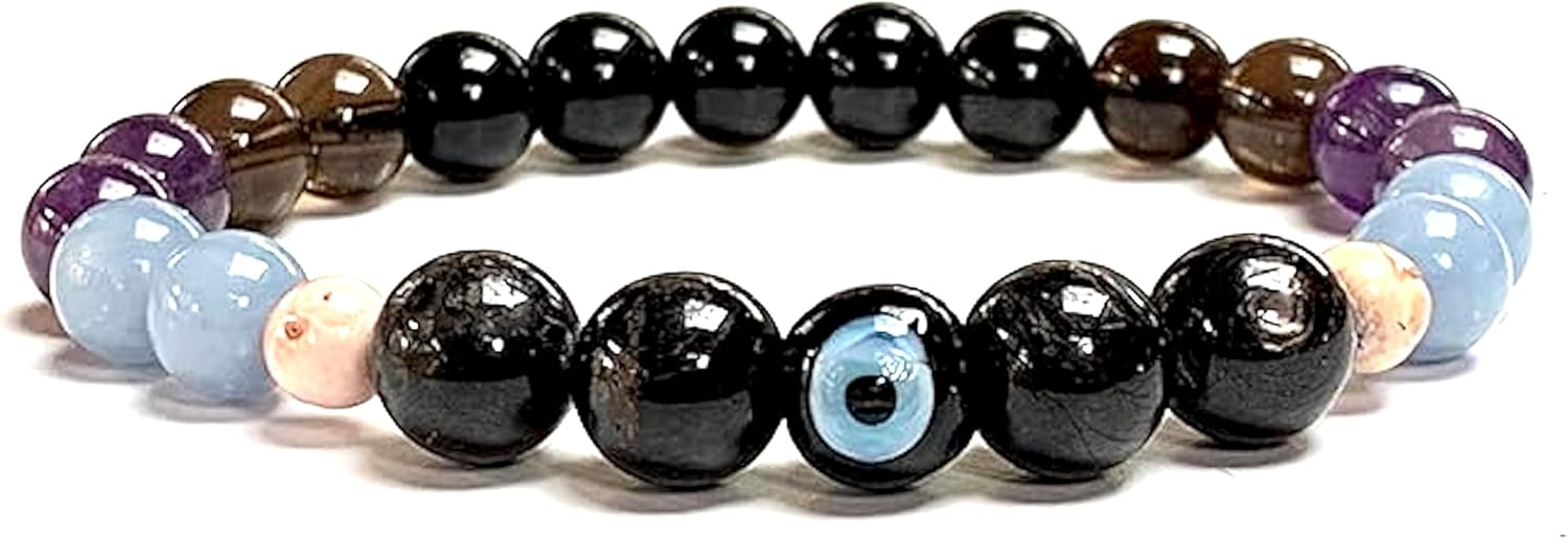 Crystals for Bereavement, Grief support Healing Bracelet for Loss, Grief bracelet, Remembrance, Bereavement gift - Rhodochrosite, Jet, Amethyst, Apache Tear, Angelite, Mala Beads Bracelet