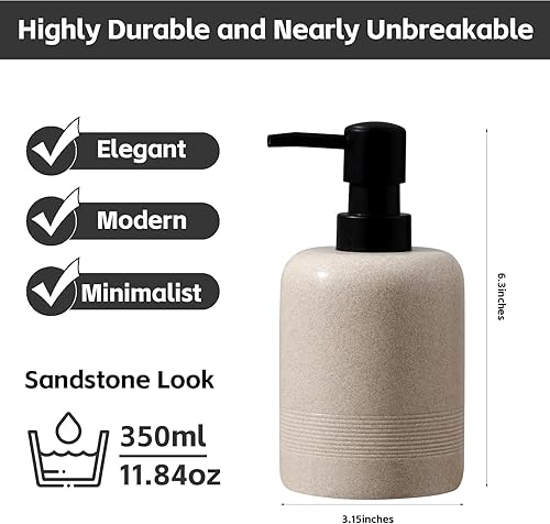 Miniatura 3 de Soap Dispenser Set, 2pcs 350ML 11OZ Hand Soap Lotion Dispenser for Bathroom Countertop and Kitchen Sink, Shampoo Condition Refillable Bottle for