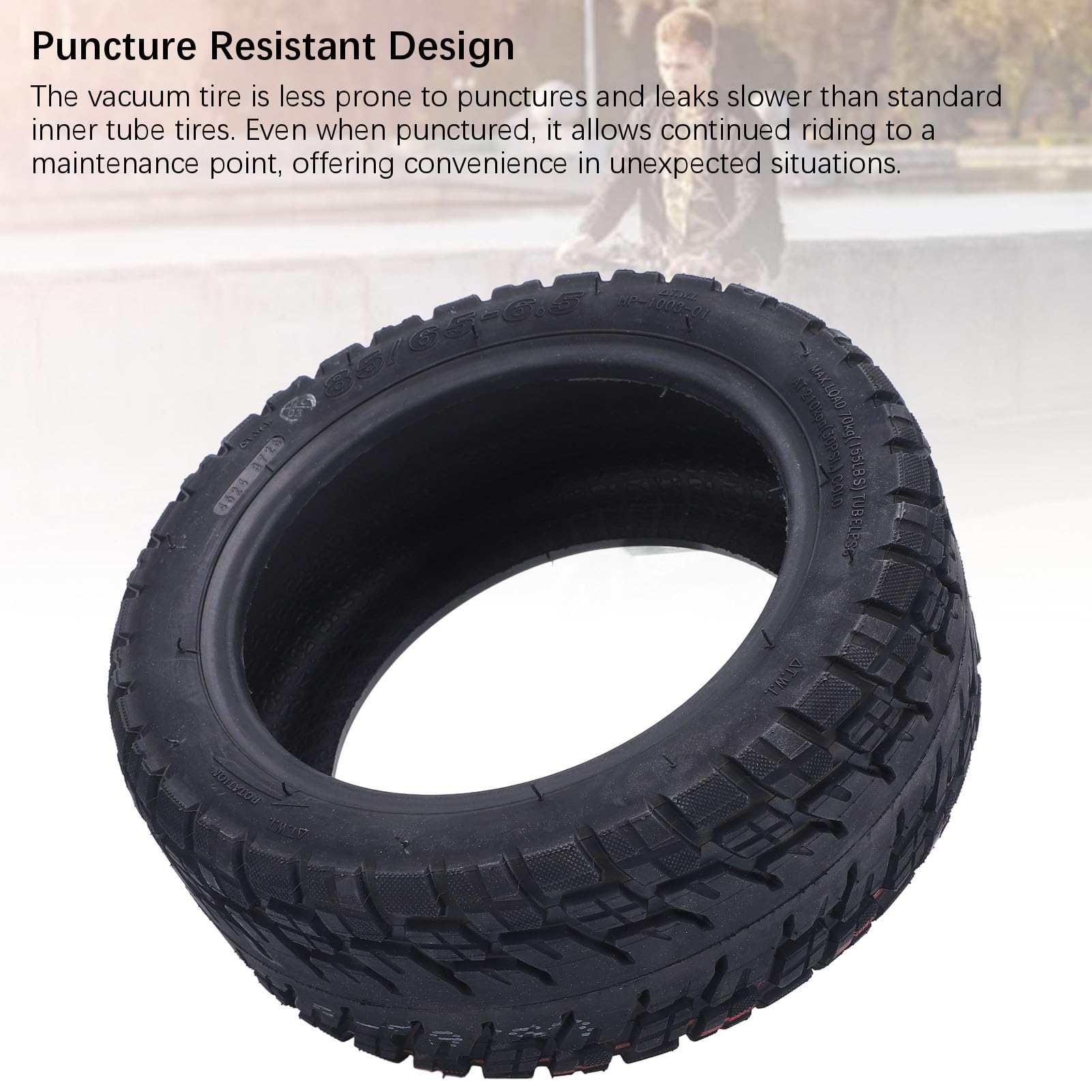 85/65-6.5 Electric Scooter Off Road Tire 10 Inches Vacuum Tire, Off Road Wheel Tubeless Rubber Tyre, Puncture Proof Explosion Proof Tyre Electric Scooter Replacement