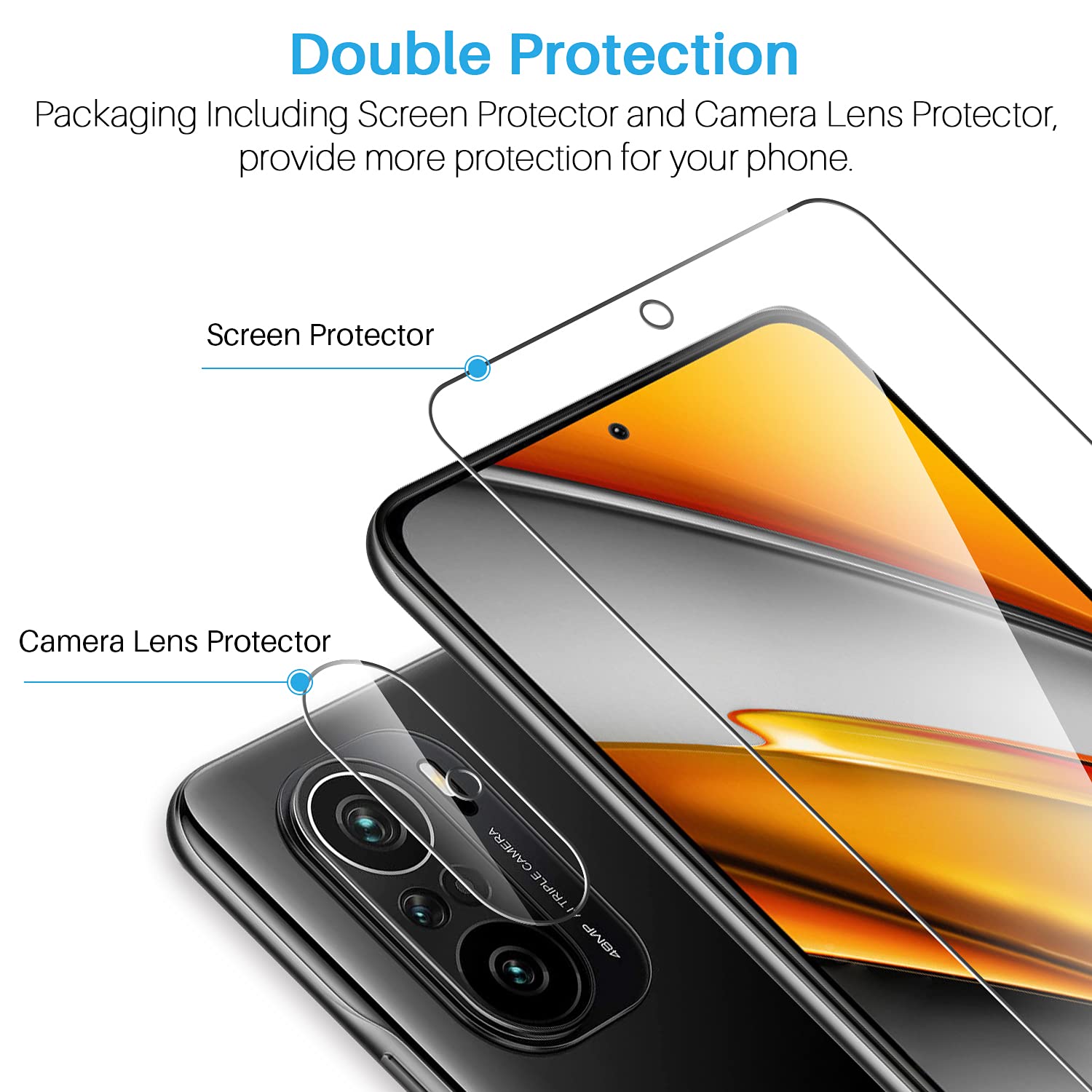 2 Films Protection Caméra Pour Xiaomi Poco F3 - Anti-rayures, Anti-reflets, Durée 9H - Marque Novago