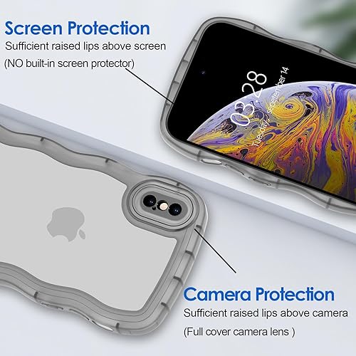 Miniatura 8 de Anuck Funda para iPhone 11 con borde ondulado, diseño trasero transparente, agarre antideslizante, lindo marco ondulado y rizado, a prueba de