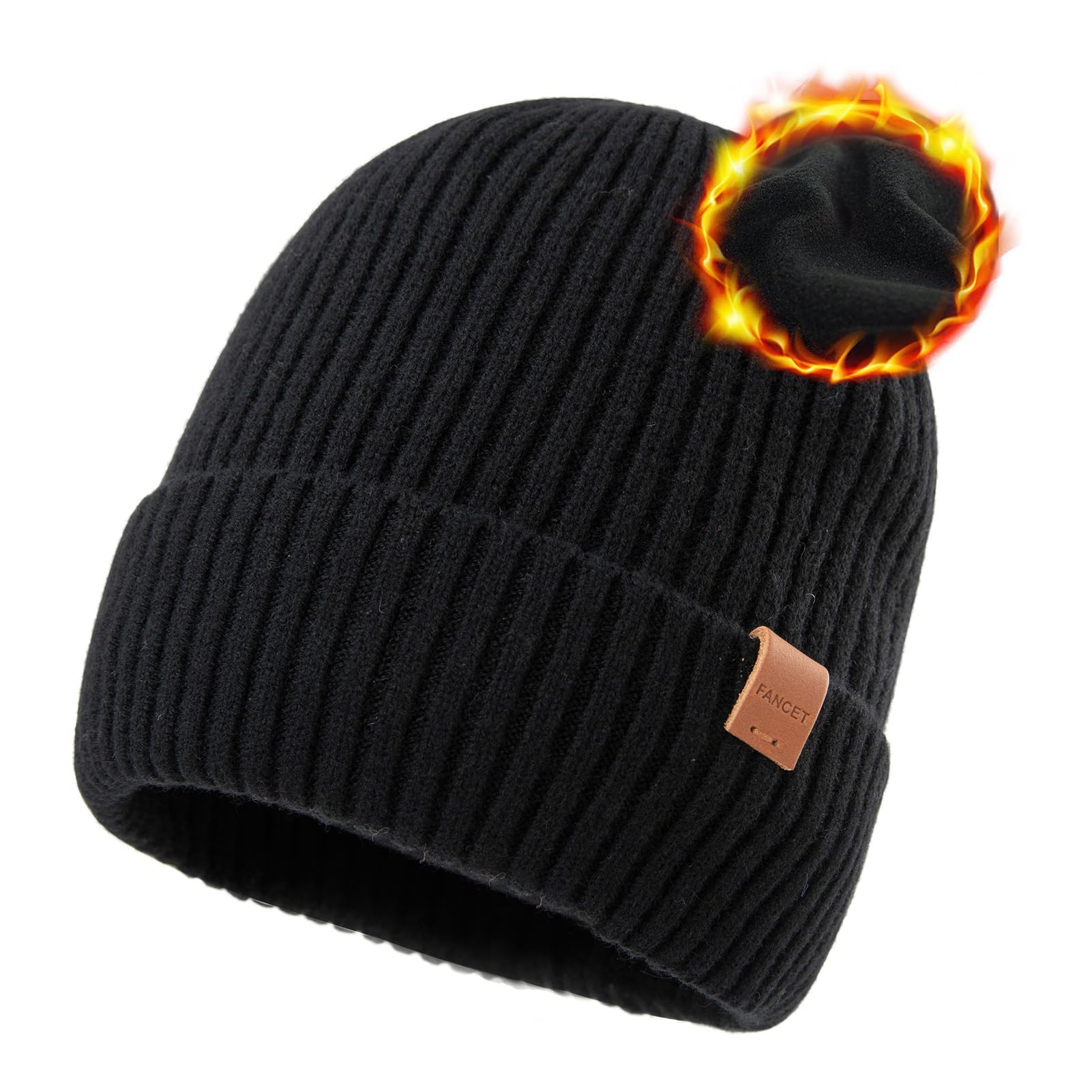 TOP-EX PolarWool Oversized 100 Merino Wool Fleece Lining M L XL XXL Beanie Cold Weather Winter Hat Big