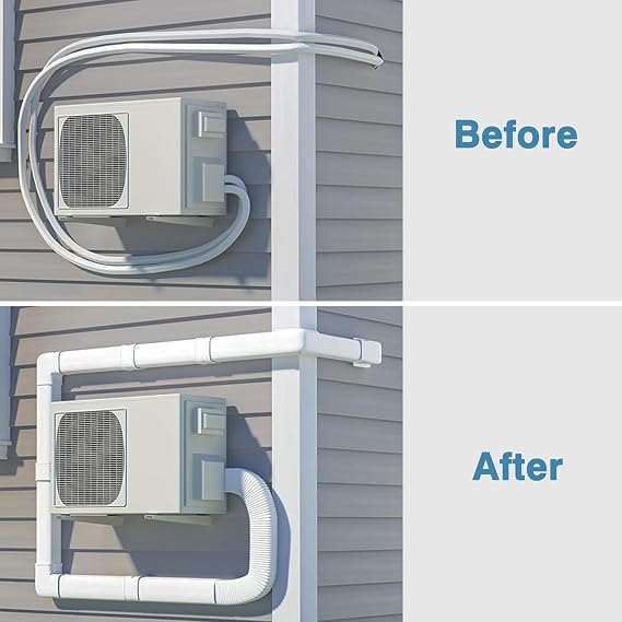 3 10Ft Mini Split Line Set Cover, PVC Air Conditioner Line Set Cover Kit