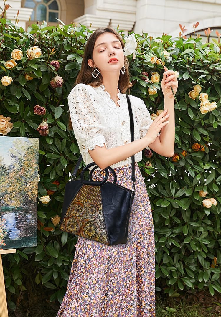 Women Satchel Handbags Crossbody Bag Top Handle Purse Medium Tote Bag Leather Shoulder Bag - Image 2