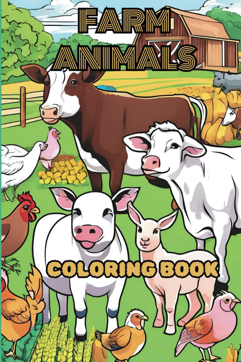 FARM ANIMALS: Coloring book with farm animals