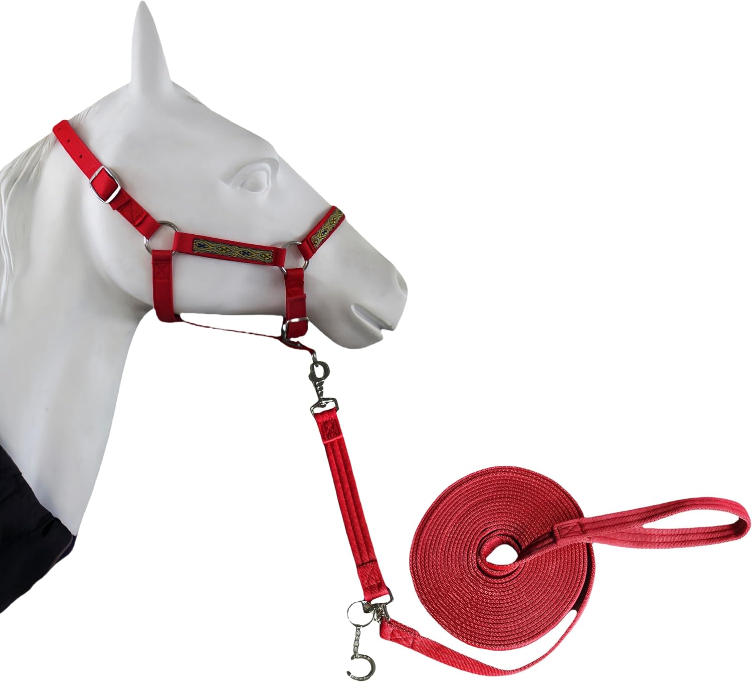 2PCS Adjustable Horse Halter&Horse Training Lunge LINE Double-Buckle Anti-Entanglement Soft BUT Firm Used for Equestrian Training and Training