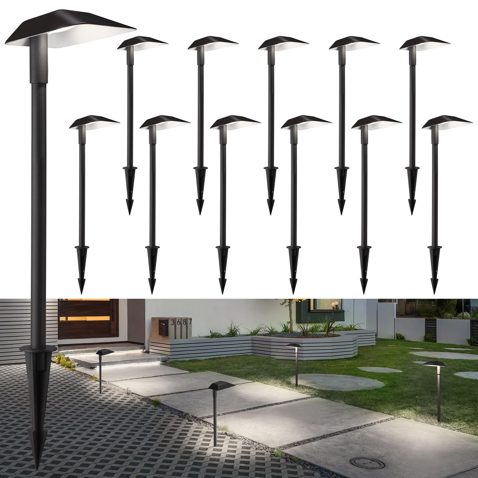 LEONLITE 12 Pack Low Voltage Landscape Lights, 5W Anti-Glare