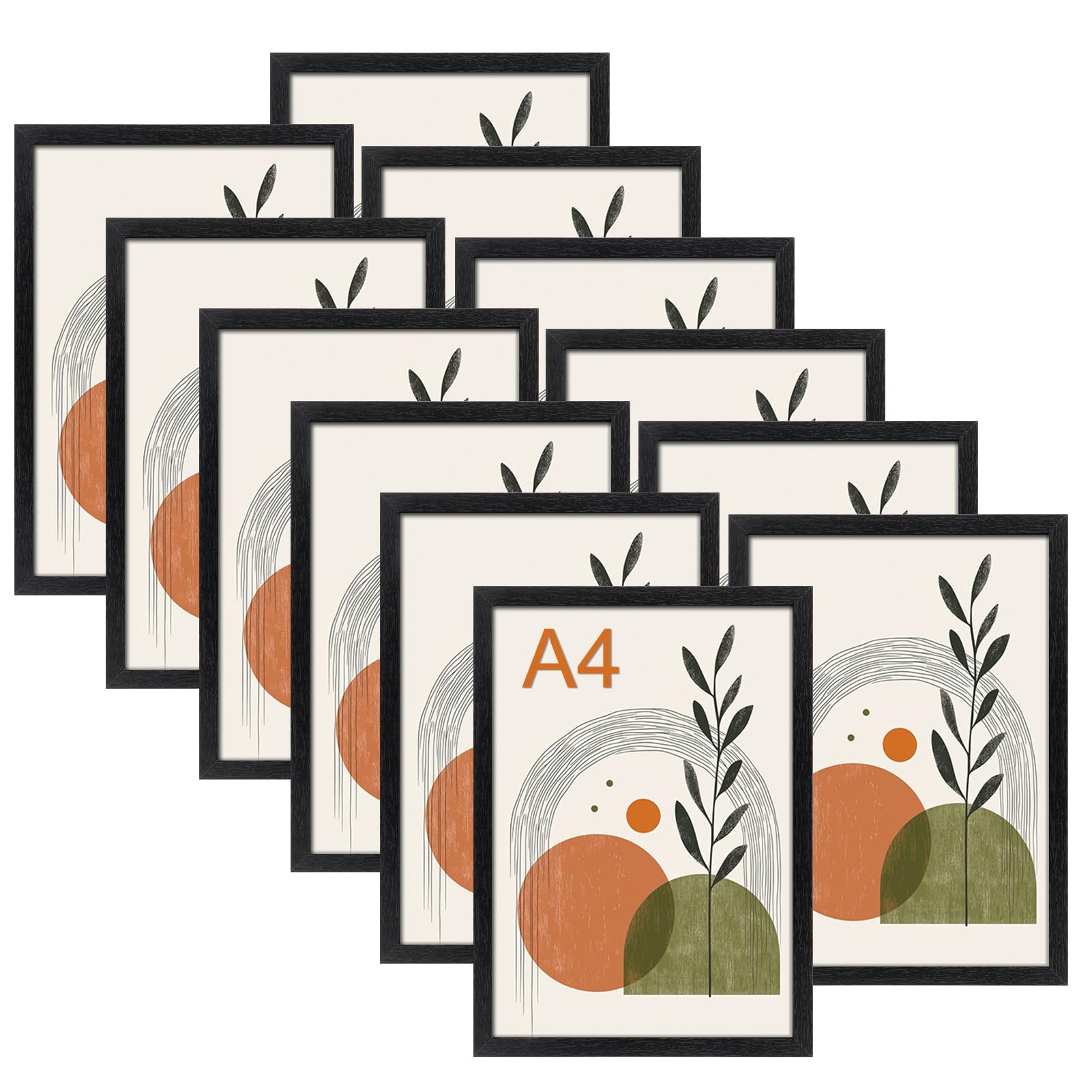Ditwis A4 Frame Black Set of 12, Multiple Picture Frames for Certificates, Documents, Artwork and Photos (21x29.7 cm), Wall or Desk Display