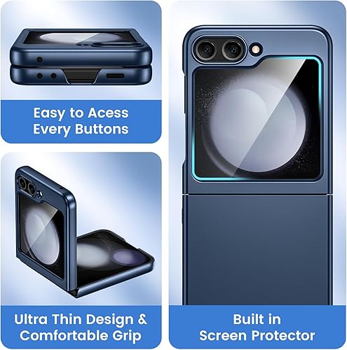 Miniatura 10 de Ruky Funda protectora para Samsung Galaxy Z Flip 5, carcasa de cuerpo completo, policarbonato duro ultrafino, antiarañazos, a prueba de golpes,