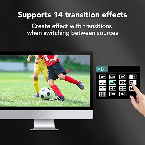 Miniatura 7 de RGBlink Mini conmutador mezclador de video con 4 entradas HDMI 2K entradasalida transmisión en vivo en tiempo real, salida de soporte 6 imágenes PVW