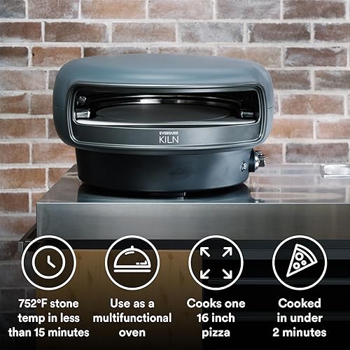 Miniatura 8 de Everdure Kiln r Series - Horno de pizza a gas de 2 quemadores  Pizza de calidad de restaurante de 16 pulgadas en menos de 2 minutos  Patio trasero,
