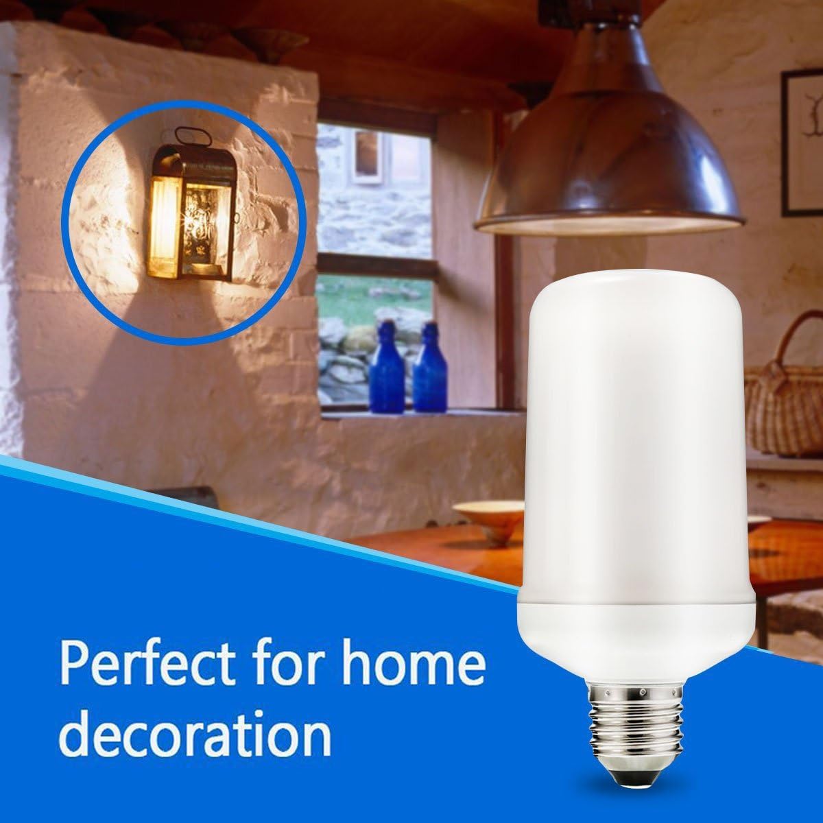 LED Flame Effect Light Bulb, LAKES E26 LED Flickering Flame Light Bulbs,Vintage Flame Bulb for Holiday Gifts Home Hotel Bar Party, 1 Pack