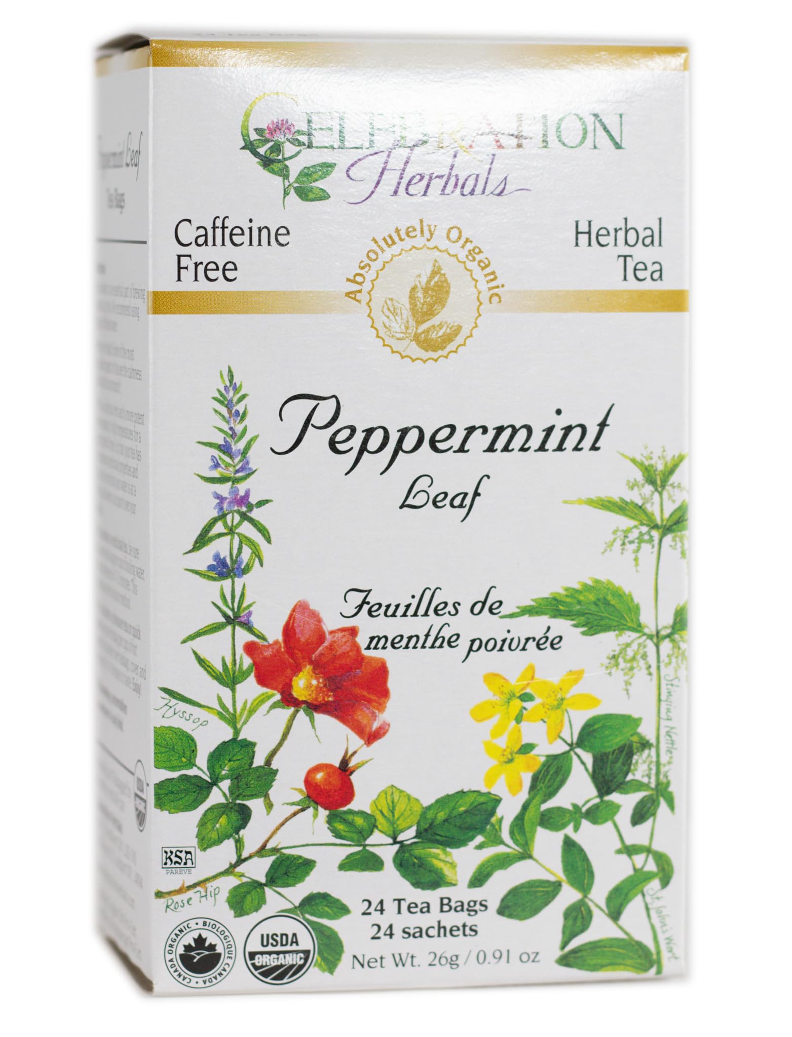 CELEBRATION HERBALS Peppermint Leaf Tea Organic 24 Bag, 0.02 Pound
