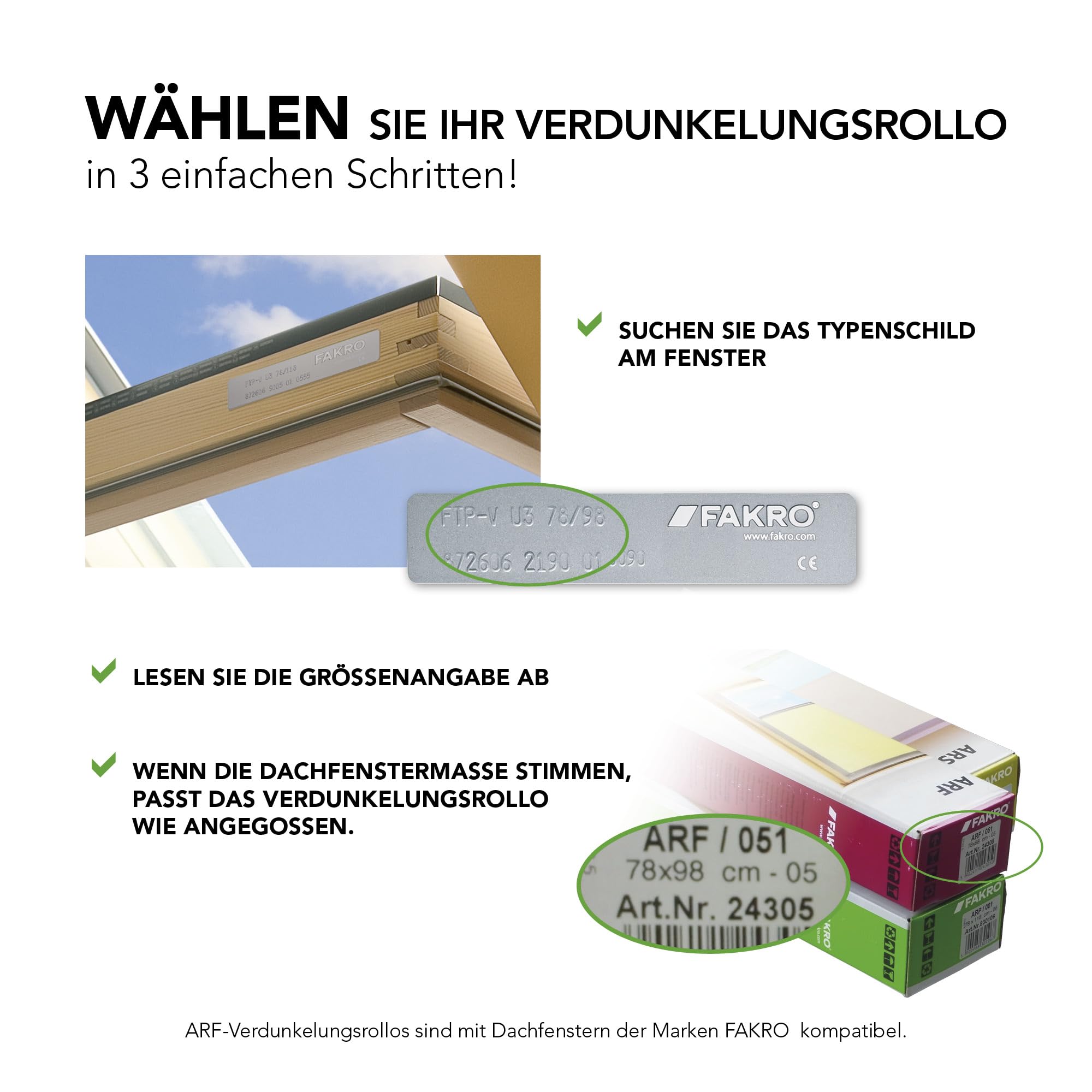 FAKRO - ARF Dachfenster Verdunkelung - Dachfenster Rollo - 78x118cm - Lässt kein Licht Durch, Schützt vor Sonne und UV-Strahlung - Verdunkelungsrollo mit Sonnenschutz - Farbe 265
