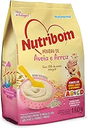 Nutribom Mingau de Aveia e Arroz 180g - Com 39% de Aveia Integral, Fonte de Ferro, Zinco e Vitaminas