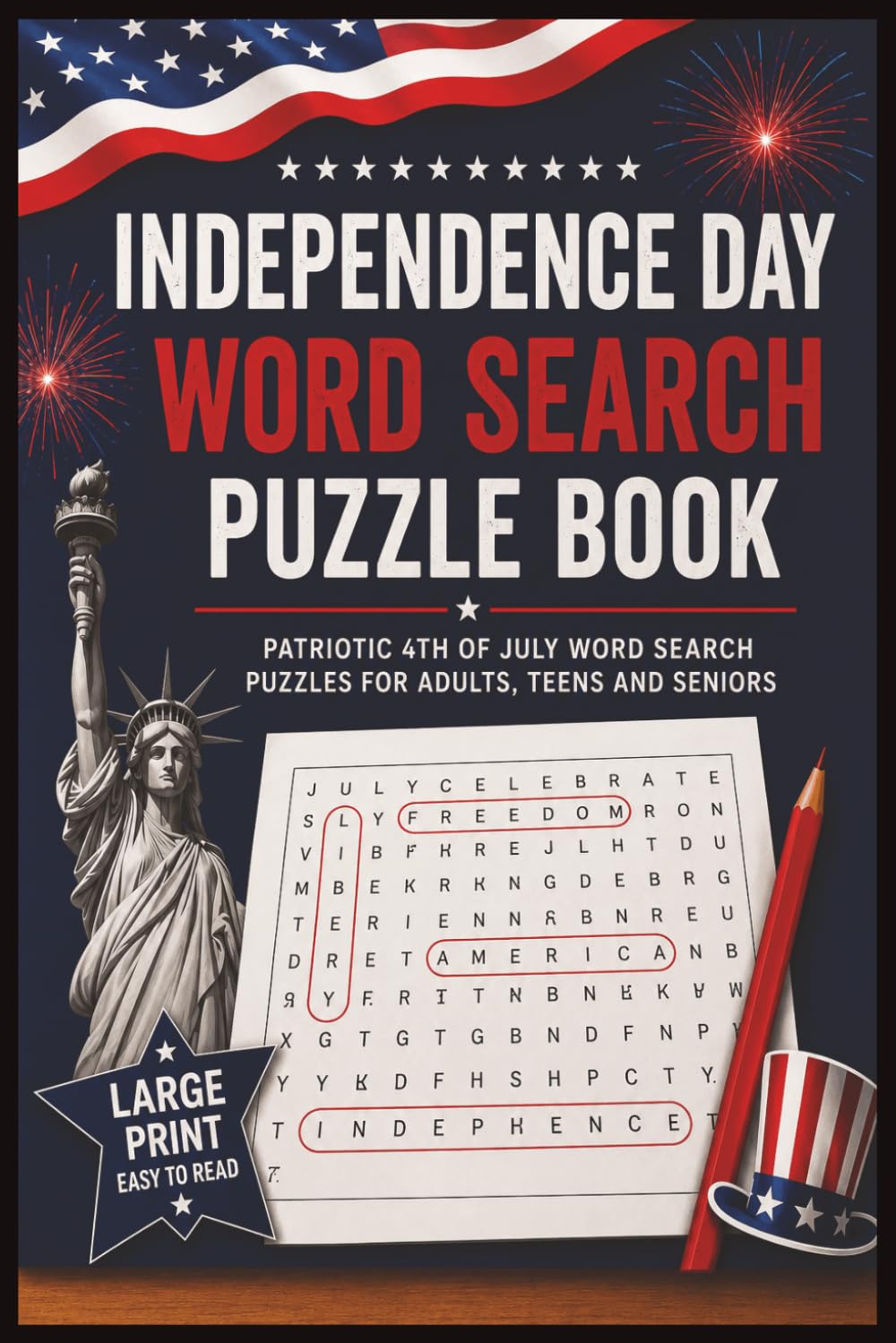 Independence Day Word Search Puzzle Book: Patriotic 4th of July Word Search Puzzles for Adults, Teens and Seniors