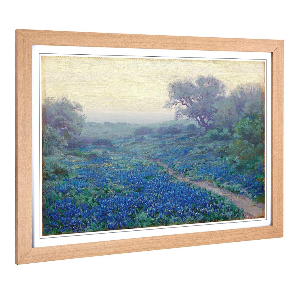 Big Box Art Framed Print of Julian Onderdonk Hillside of Bluebonnets 3 Design | Wall Art Picture | Home Decor for Kitchen, Living Room, Bedroom, Hallway, Oak, A2 / 24.5x18 Inch / 62x45cm