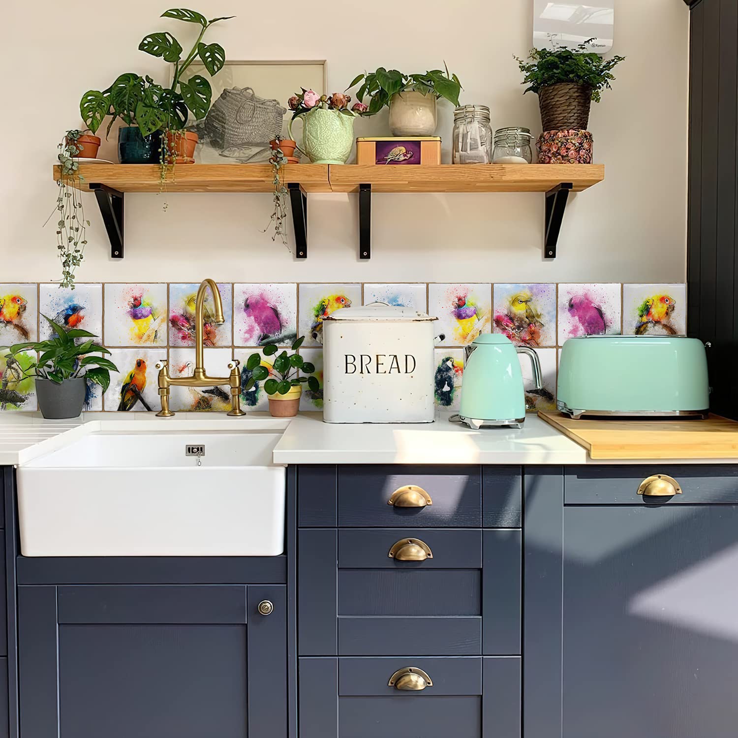 Alwayspon 30 stuks 15 cm/6 inch kleine bloementegelsticker, afpellen en opplakken, zelfklevende spatwand, open haard, trap, tegelsticker, transfers, plak op tegel voor keuken, badkamer muur