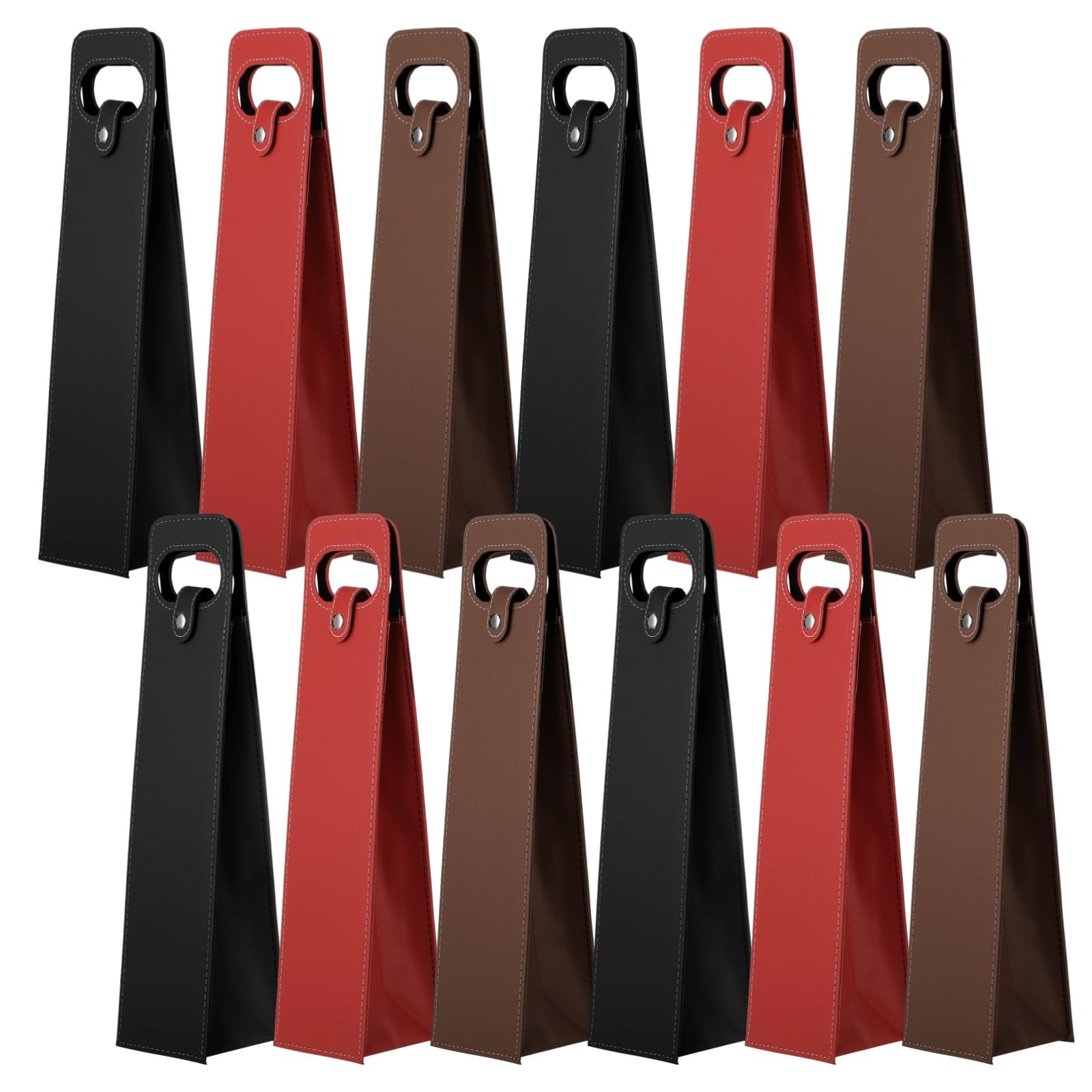 Lot de 12 Sacs Cadeaux pour Bouteille de vin en Cuir PU, Sac réutilisable pour Une Bouteille avec poignée et Fermeture à Bouton, Housse pour Champagne, Mariage, Anniversaire, Noël