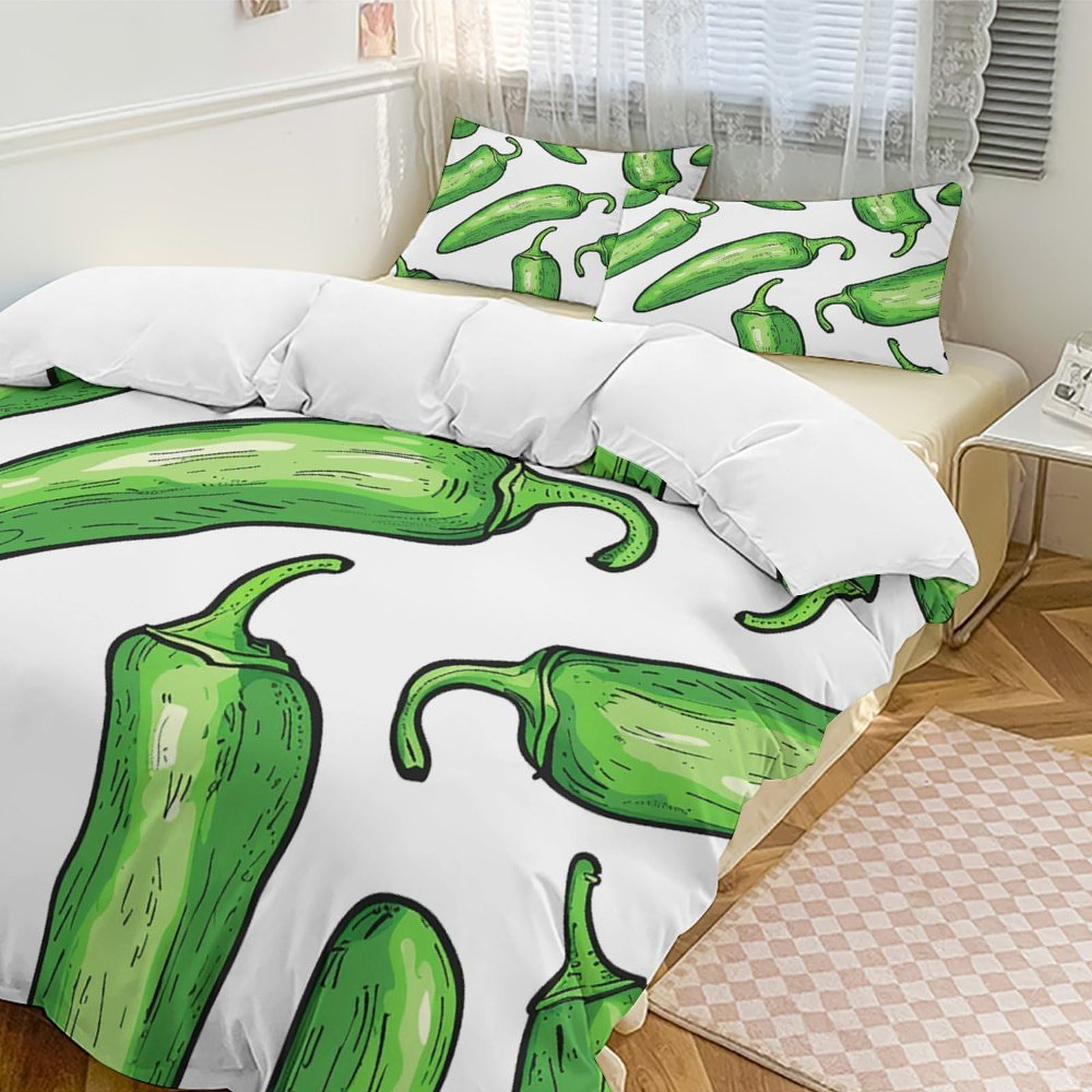Parure de lit double haut de gamme en microfibre douce peinte à la main verte