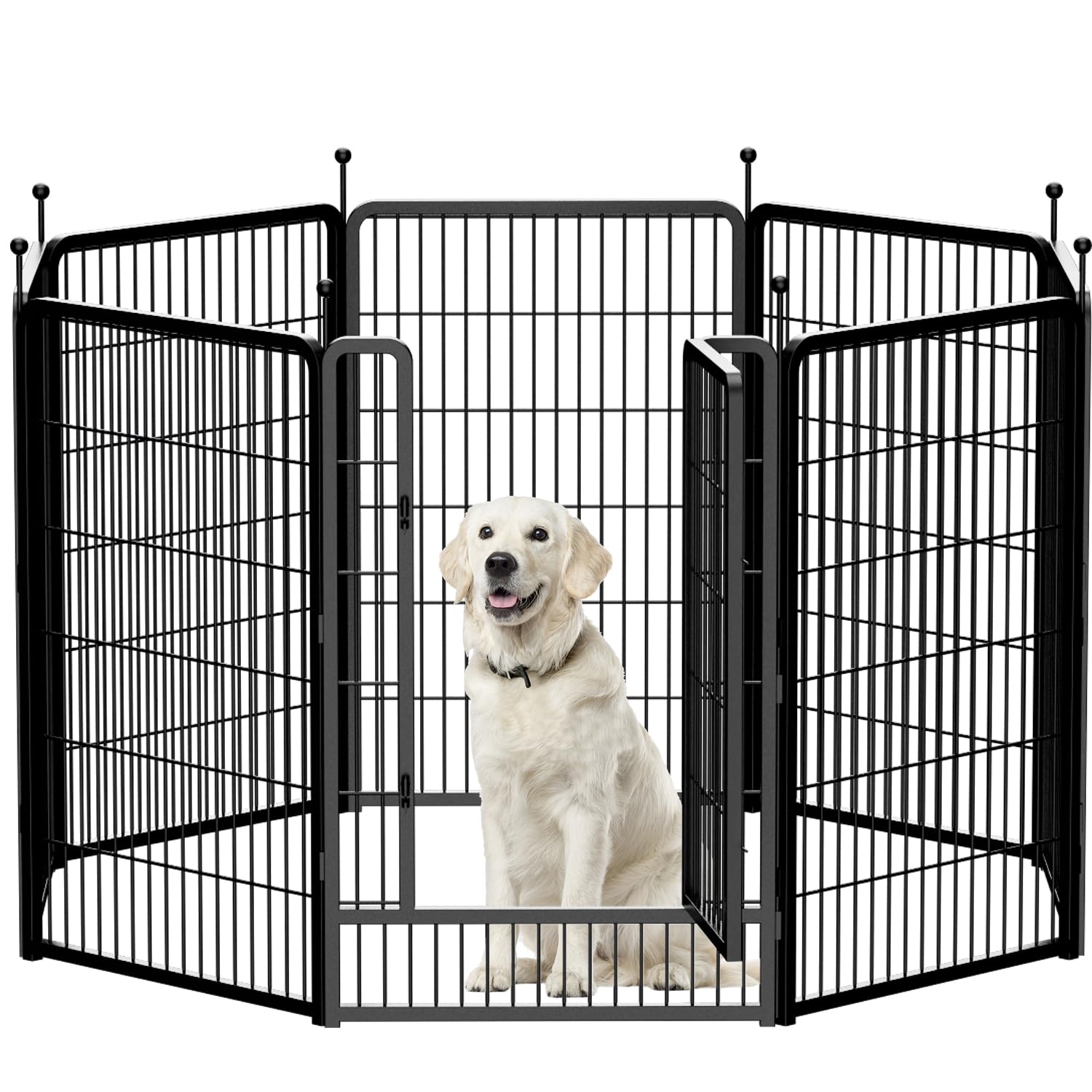 Dog Playpen,Portable Outdoor Dog Fence, Dog Playpen for Large/Medium/Small Dogs, Dog Fences for The Yard,with Doors Foldable Metal (8 Panels, 45 inch)