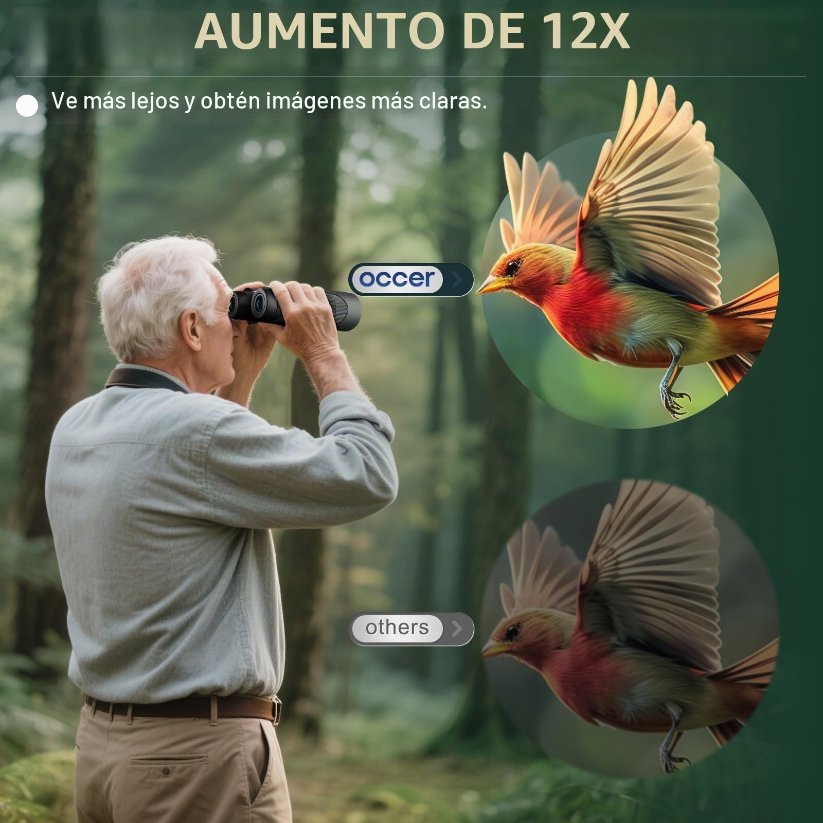 Prismáticos de observación de Aves de 12 x 50 para Adultos, prismáticos HD de Alta Potencia con visión Clara, prismáticos de fácil Enfoque con Largo Alcance para Caza, Senderismo, Viajes, Crucero,