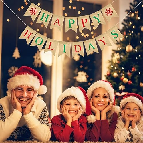 Miniatura 4 de jijAcraft Cartel de Navidad premontado, cartel de Navidad de arpillera para la repisa de la oficina en casa, decoración de interiorexterior, letrero