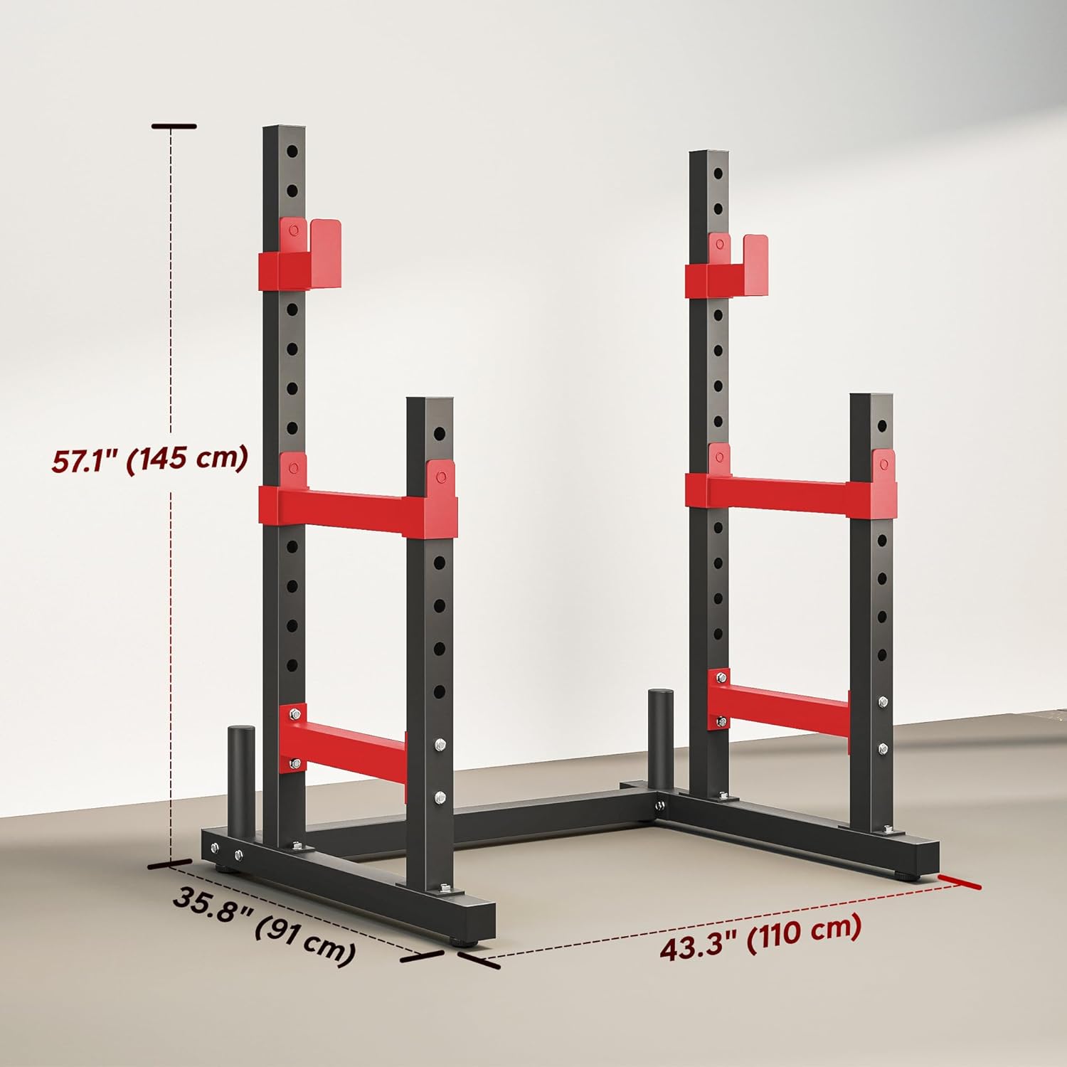 Soozier Adjustable Squat Rack, Multi-Functional Bench Press Rack, Heavy Duty Barbell Stand with Weight Plate Holders for Weight Lifting and Home Gym Strength Training, 660lbs Max Load