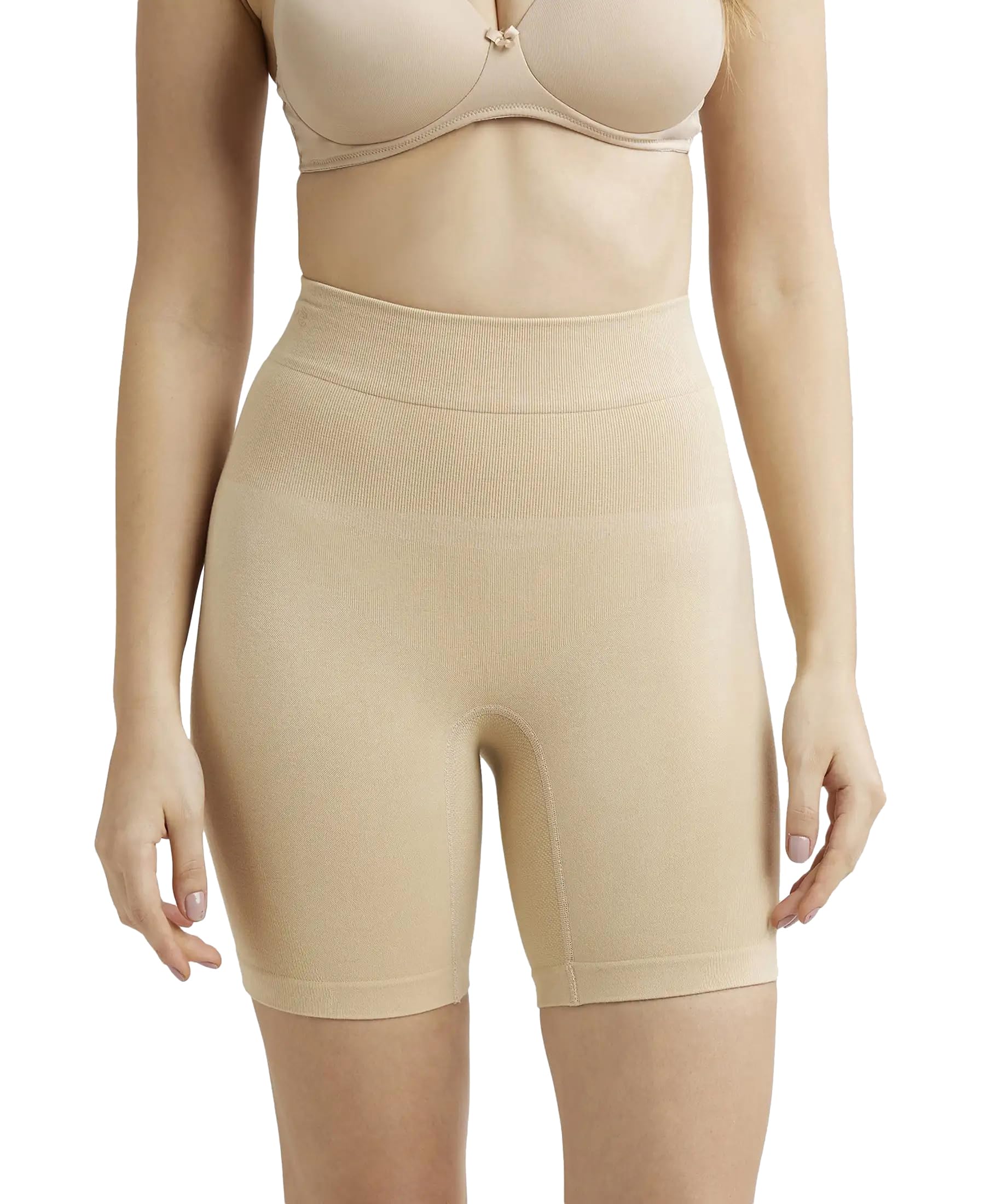 jockey SH03 Women's Mid Waist Cotton Rich Elastane Stretch Seamfree Shorts Shapewear with Breathable Inner Thigh Panel-picture-10