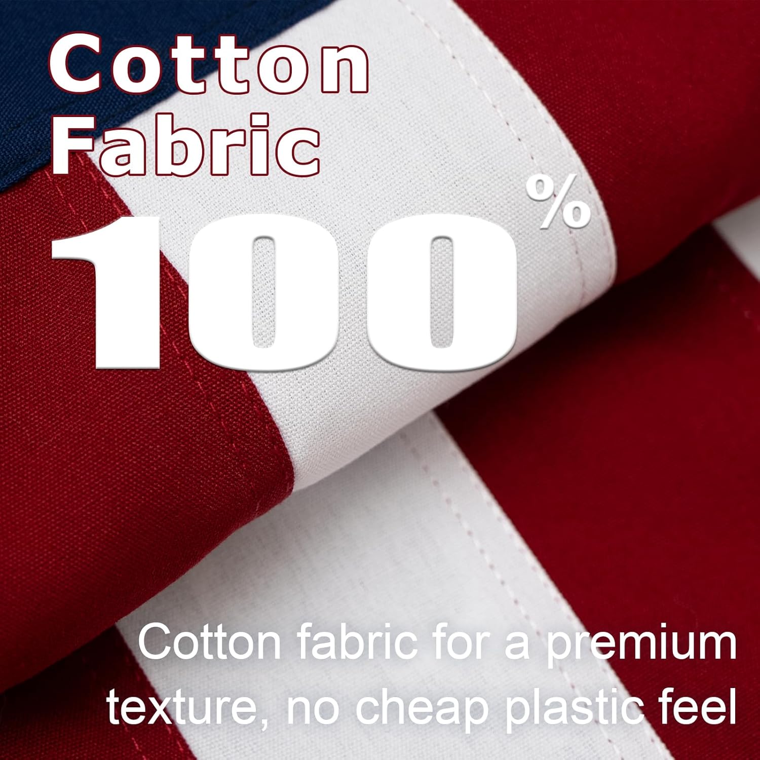 Cotton American Flag 3x5 ft for Outside, Embroidered US Flags Cloth Fabric Material Heavy Duty USA America Flags with 2 Brass Grommets for 250th Anniversary 4th of July Memorial Day
