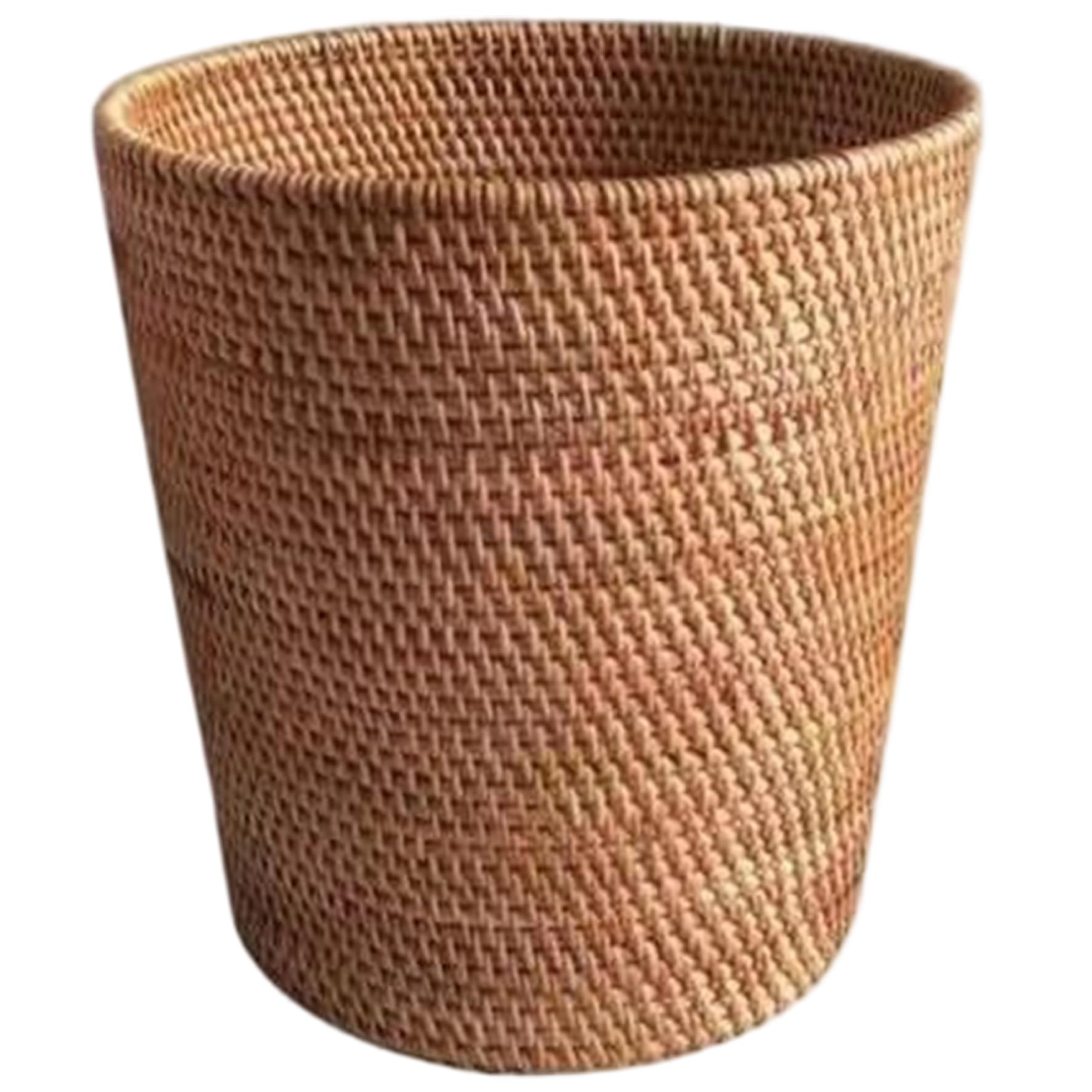 Uanqfegy Rattan Trash Can -Round Woven Waste Basket, for Bedroom Laundry Room Bathroom Home Decor 9.8x11 Inch