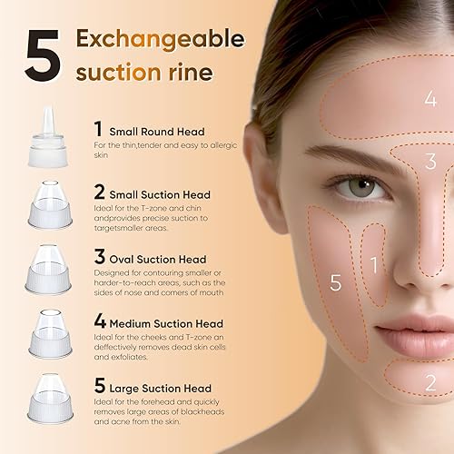 Miniatura 4 de Aspiradora removedor de puntos negros, extractor profesional de puntos negros para cara con 3 niveles de succión ajustables, limpiador de poros