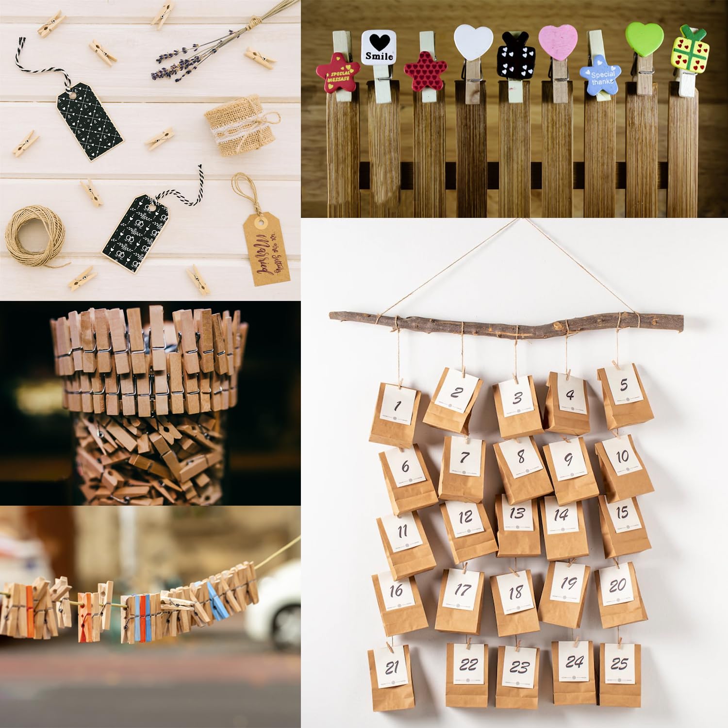 150 Mollette Legno Piccole Per Bucato E Fai Da Te - 2.5/3/3.5cm, Per Appendere Foto, Artigianato E Cucina - Foto 10