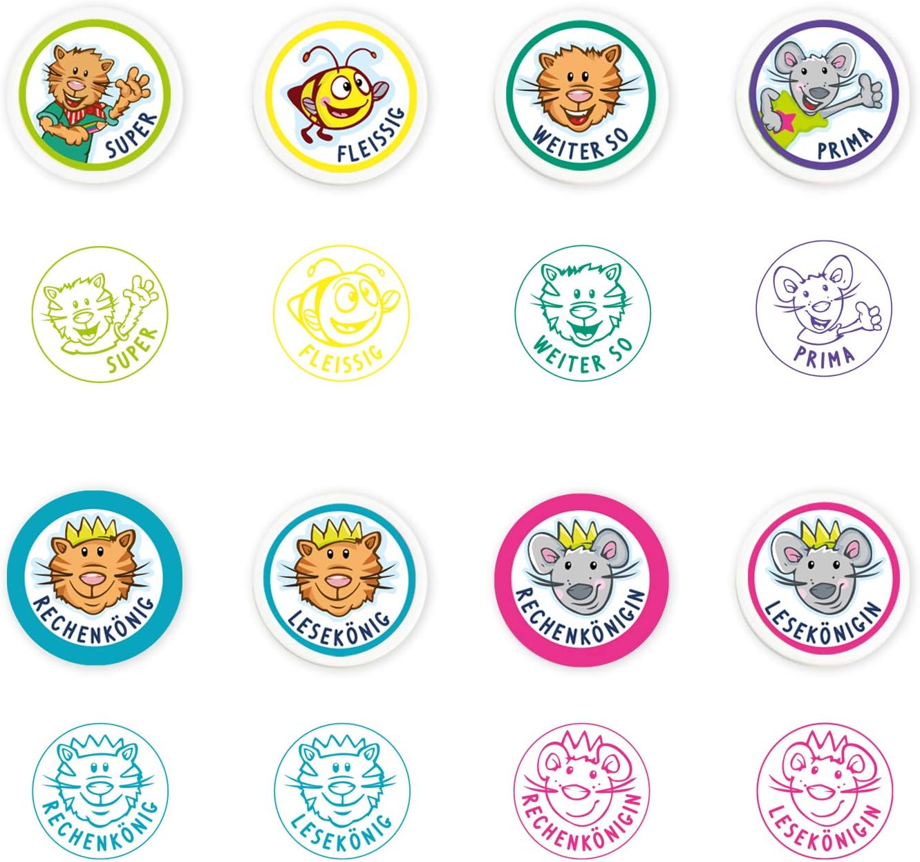 ABC Fun 601346 Set of 8 Teacher's Stamps, Self-Inking 8 Animal Stamps, Class Teacher Ink Pad with Saying - Image 3