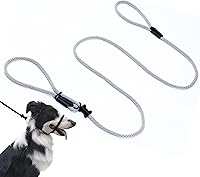 Vista 1 de Multifuncional Figura 8 Cabeza acolchada Cabestro Caminar Entrenamiento Tapón de cuero Cuerda Deslizamiento Perro Correa Bozal (Gris)