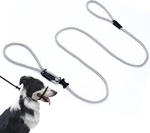Multifuncional Figura 8 Cabeza acolchada Cabestro Caminar Entrenamiento Tapón de cuero Cuerda Deslizamiento Perro Correa Bozal (Gris)