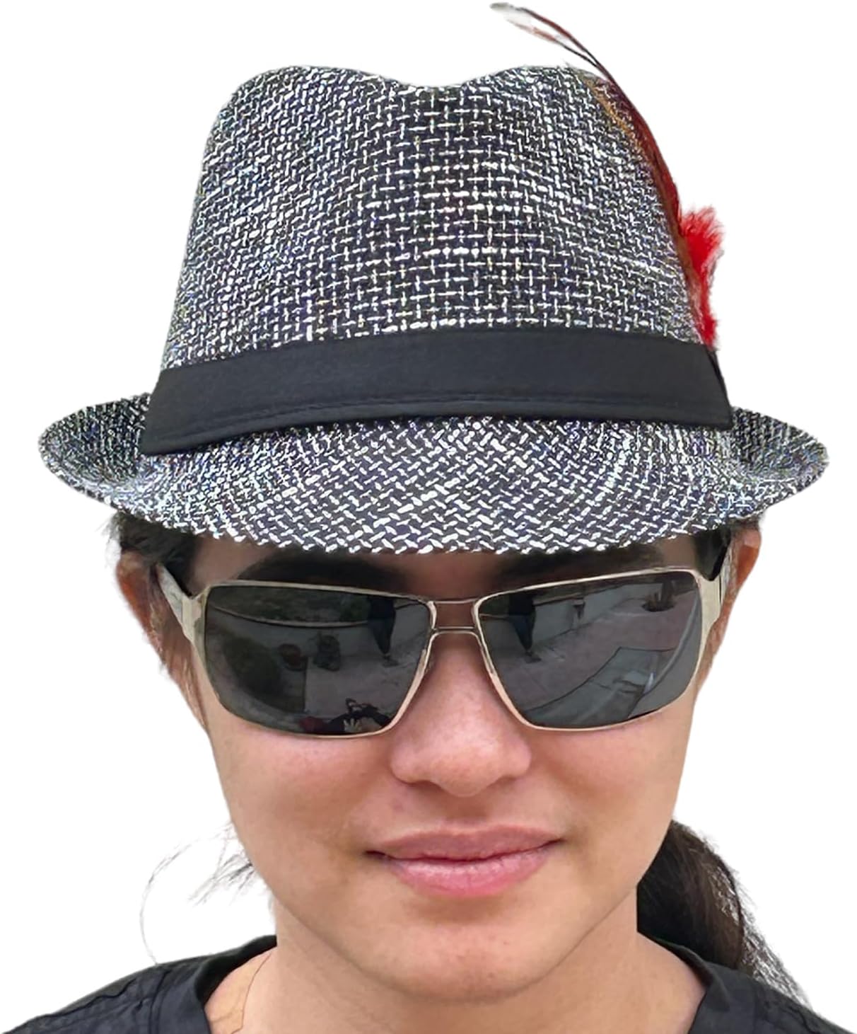SILVERFEVER Fedora Hat with Feathers Gatsby Holiday Octoberfast Bavarian Alpine Trlbe Dress Up Gatsby Hats