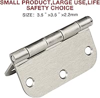 Vista 2 de Paquete de 100 bisagras para puerta, redondeadas, de 5/8 de pulgada, estándar, para puertas dobles/individual de madera, herrajes para habitación