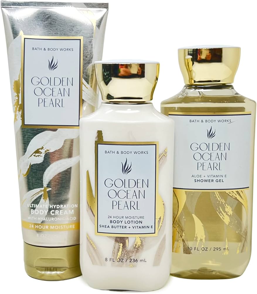 オーシャン クリーム 3本セットBath & body works Bath and Body Works Golden Ocean Pearl Trio - Includes Body Cream