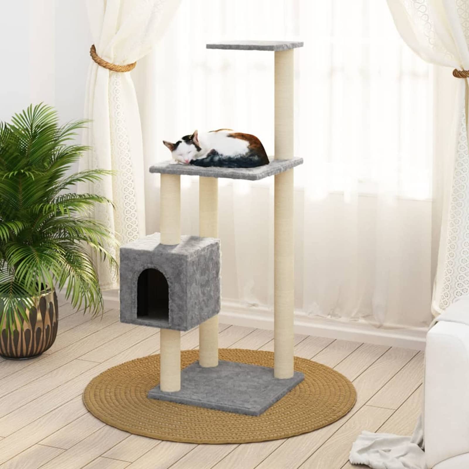 Rascador para Gatos con Postes de sisal, XIAOGUANG Arbol para Gatos, Gatos Accesorios, Arranhador para Gatos, Arbol Rascador Gatos, Gris Claro 104 cm