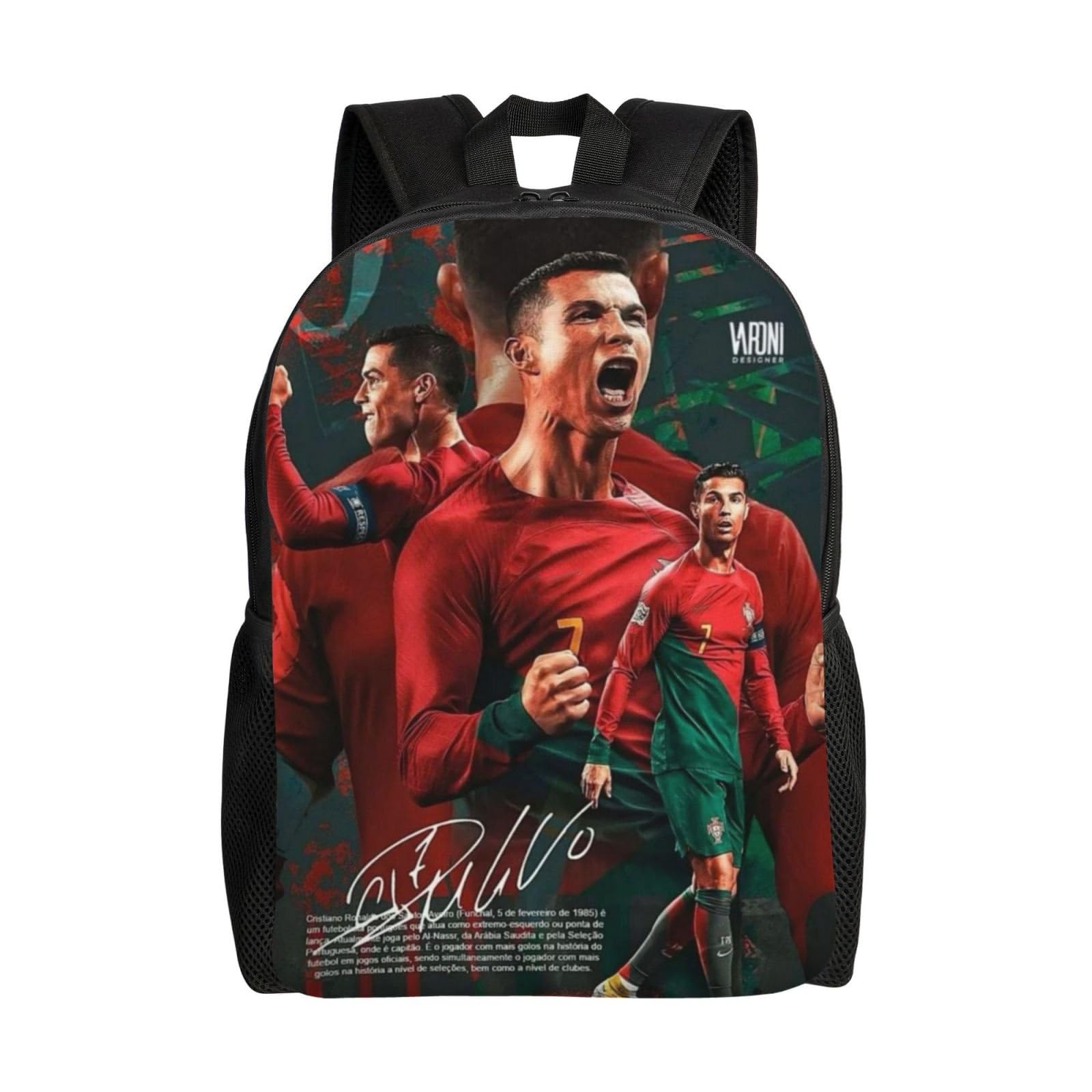 Sac à dos d'école pour enfants Ronaldo No.7 - Imprimé dessin animé - Grande capacité - Football - Voyage pour garçons et filles