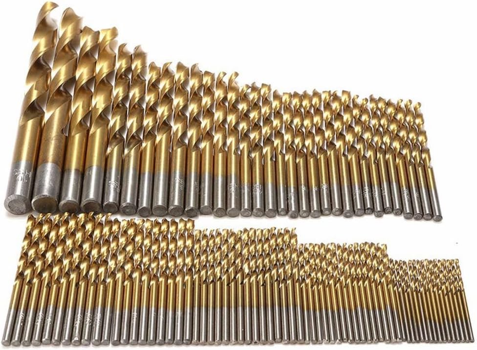 Rocaris 99pcs 1.5mm - 10mm HSS Shank High Speed Steel Drill Bit Set Tools Titanium for Wood Plastic and Aluminum Copper Steel