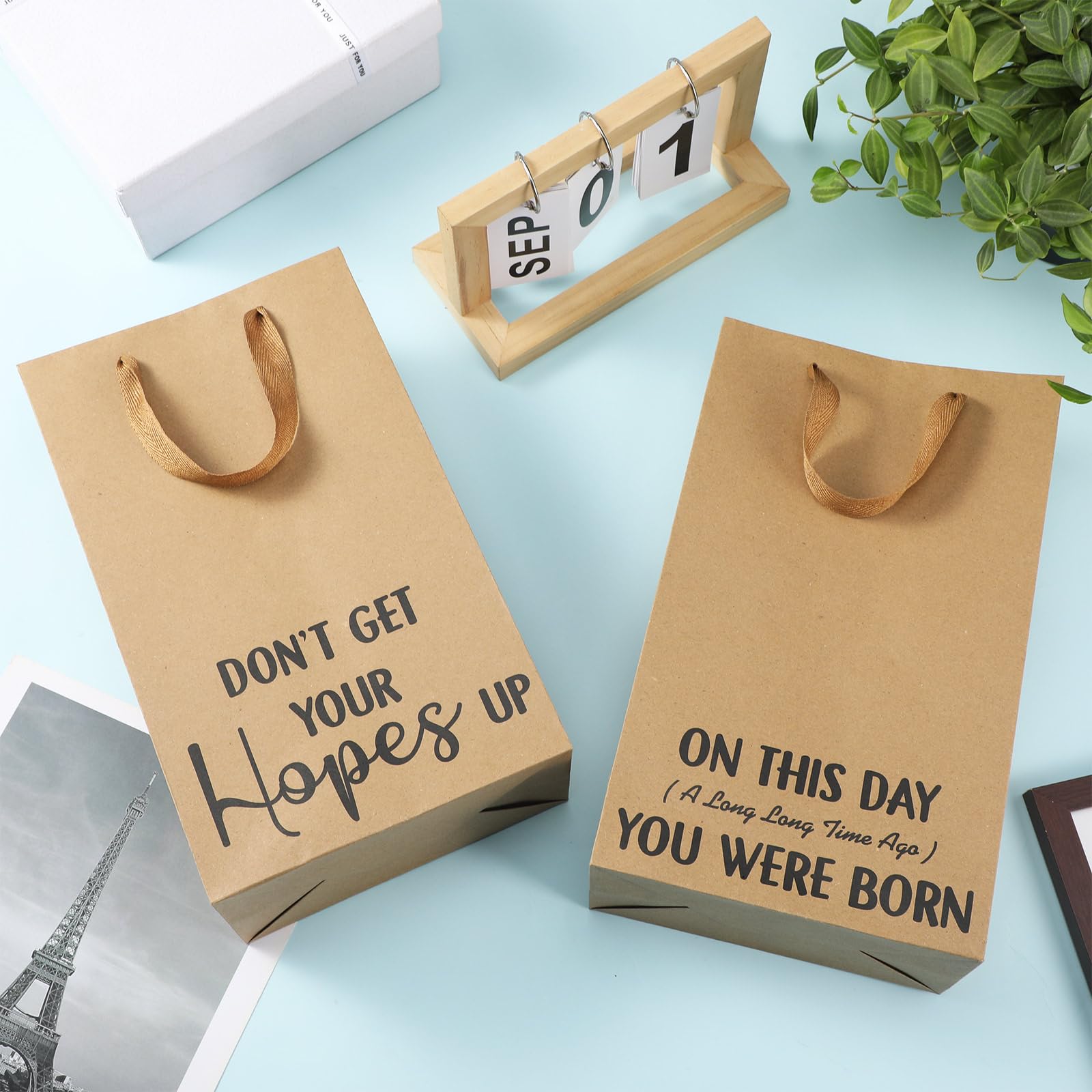 Christmas 12 Pcs Funny Gift Bags Kraft Paper Snarky Gift Bag with Handles Bulk Funny Wrapping Bags Adults Men Women Reusable, Gag Gifts Wrapping for Halloween Christmas Birthdays, Holidays