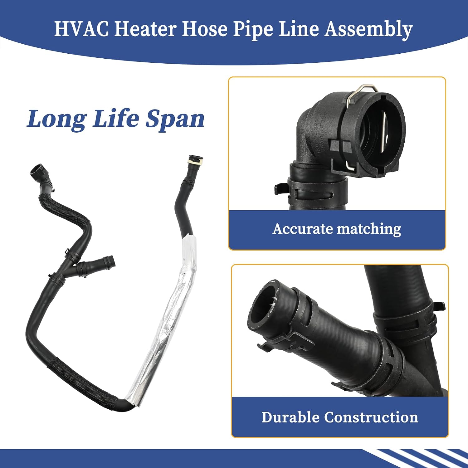 FL3Z18472F HVAC Heater Hose Pipe Line Assembly Fit for Ford F150 2015 2016 2017 3.5L | Engine Outlet Heater Hose w/Clamps Coolant Hose Heat Shield