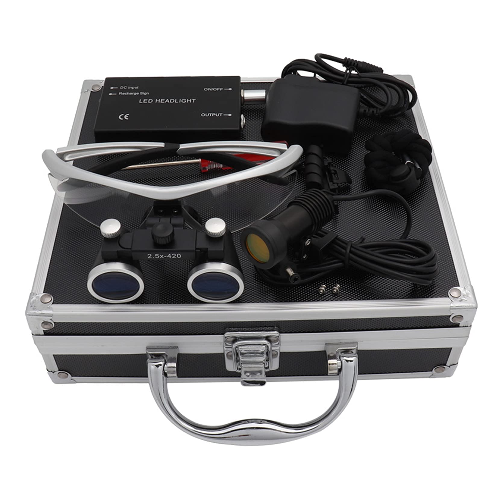 asdchZen Magnifier With Light,Binocular Loupes Surgical Loupes,2.5X / 3.5X Dental Surgery Headband Binocular Magnifier,Used In Dentistry,Surgery,Or Hobby,With Headlight
