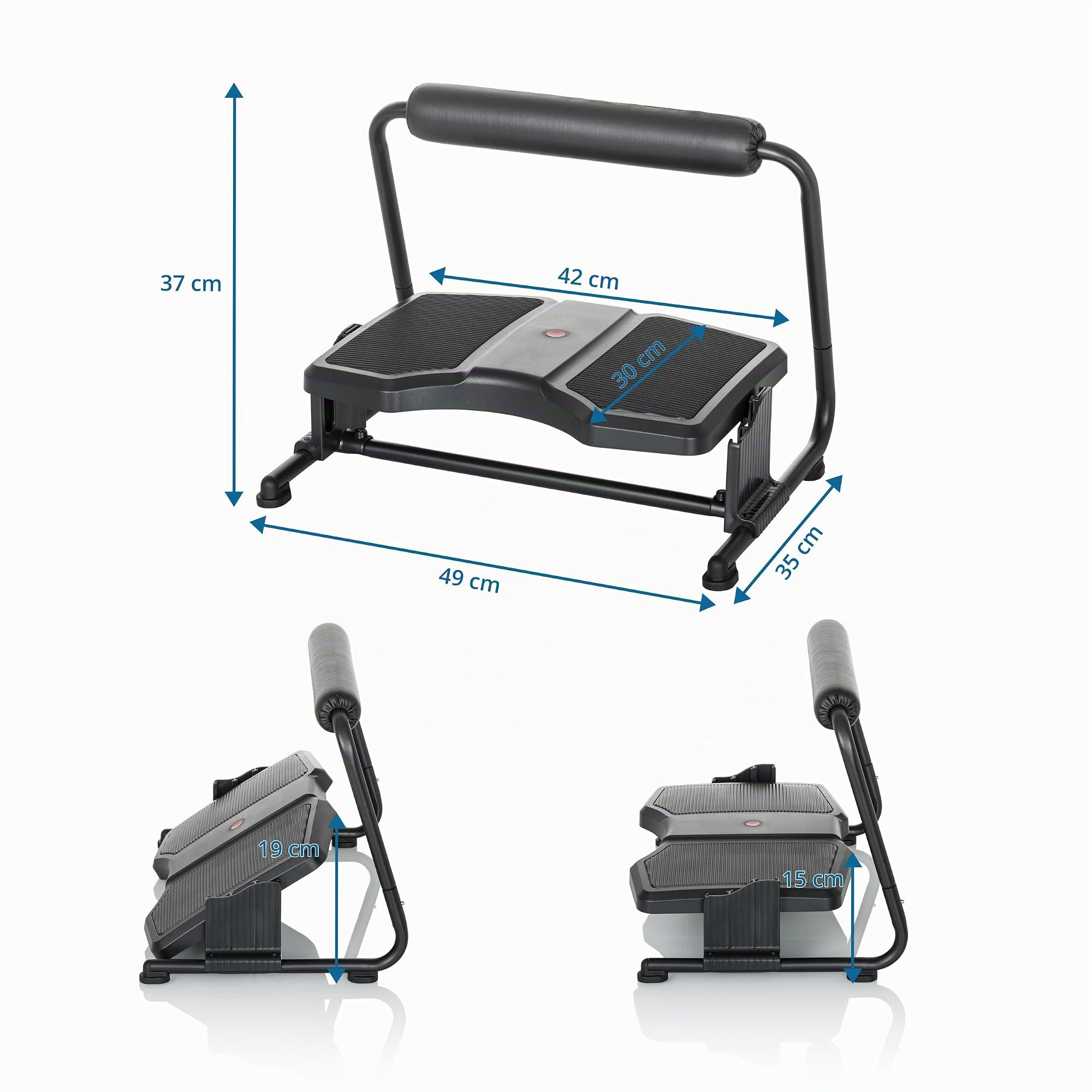 hjh OFFICE Repose-pieds Bureau PODI F noir Repose-pieds ergonomique réglable en hauteur & inclinable, repose-jambes inclus, 830111