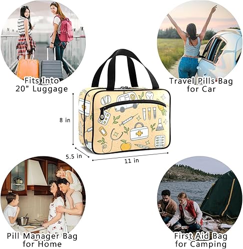 Miniatura 2 de Naanle Bolsa organizadora de pastillas de viaje, bolsa de almacenamiento de medicamentos para medicamentos diarios, vitaminas, suministros médicos,
