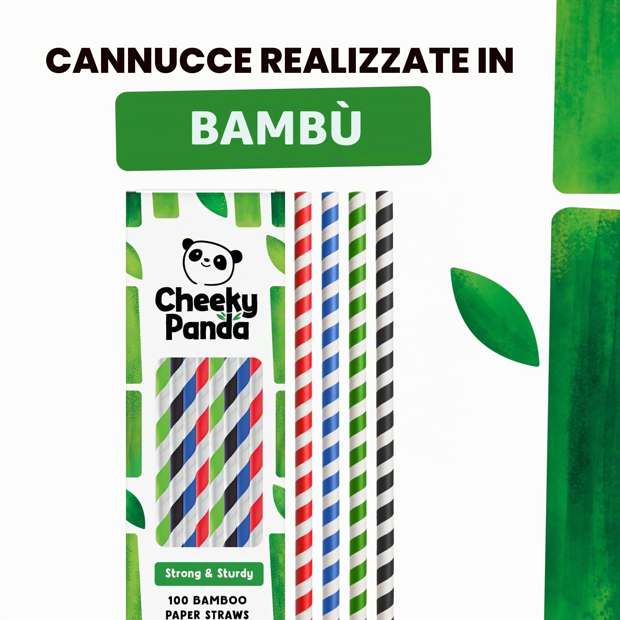 The Cheeky Panda Cannucce Multicolori in Bamboo | 100 Pezzi | 200mm