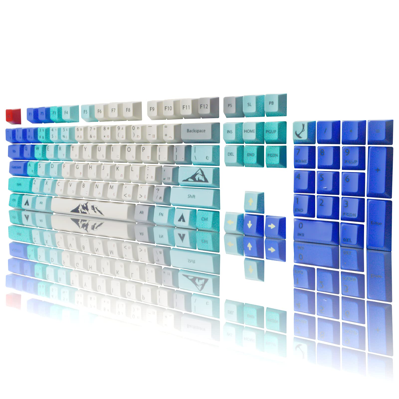 Keycaps, PBT keycap, Cherry Profile,104 Key Set for Mechanical Keyboard English (US) Layout?Blue Climbing?